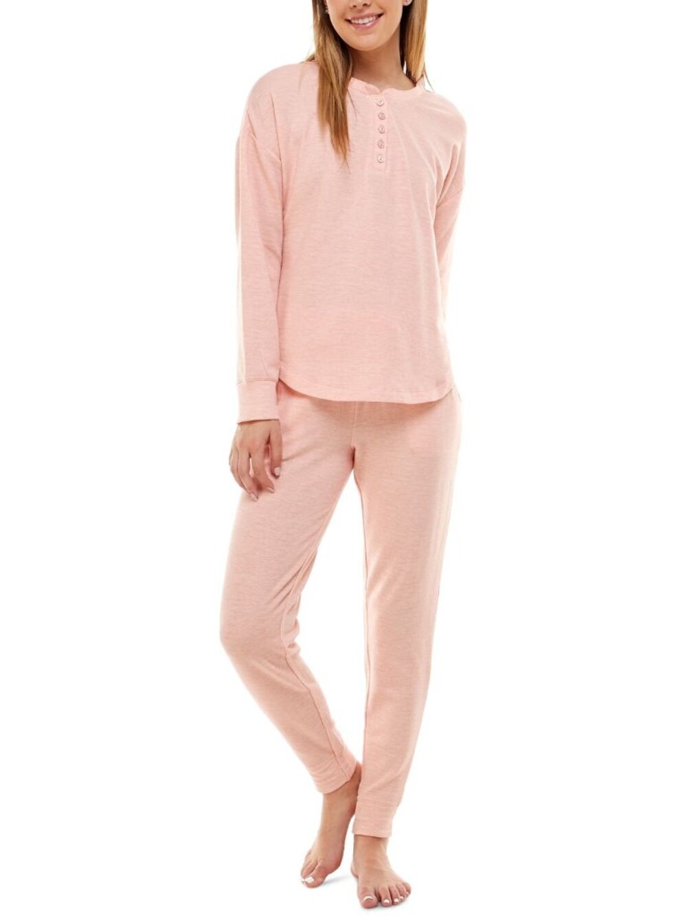 Roudelain Womens Long Sleeve Henley Top & Jogger Lounge Set